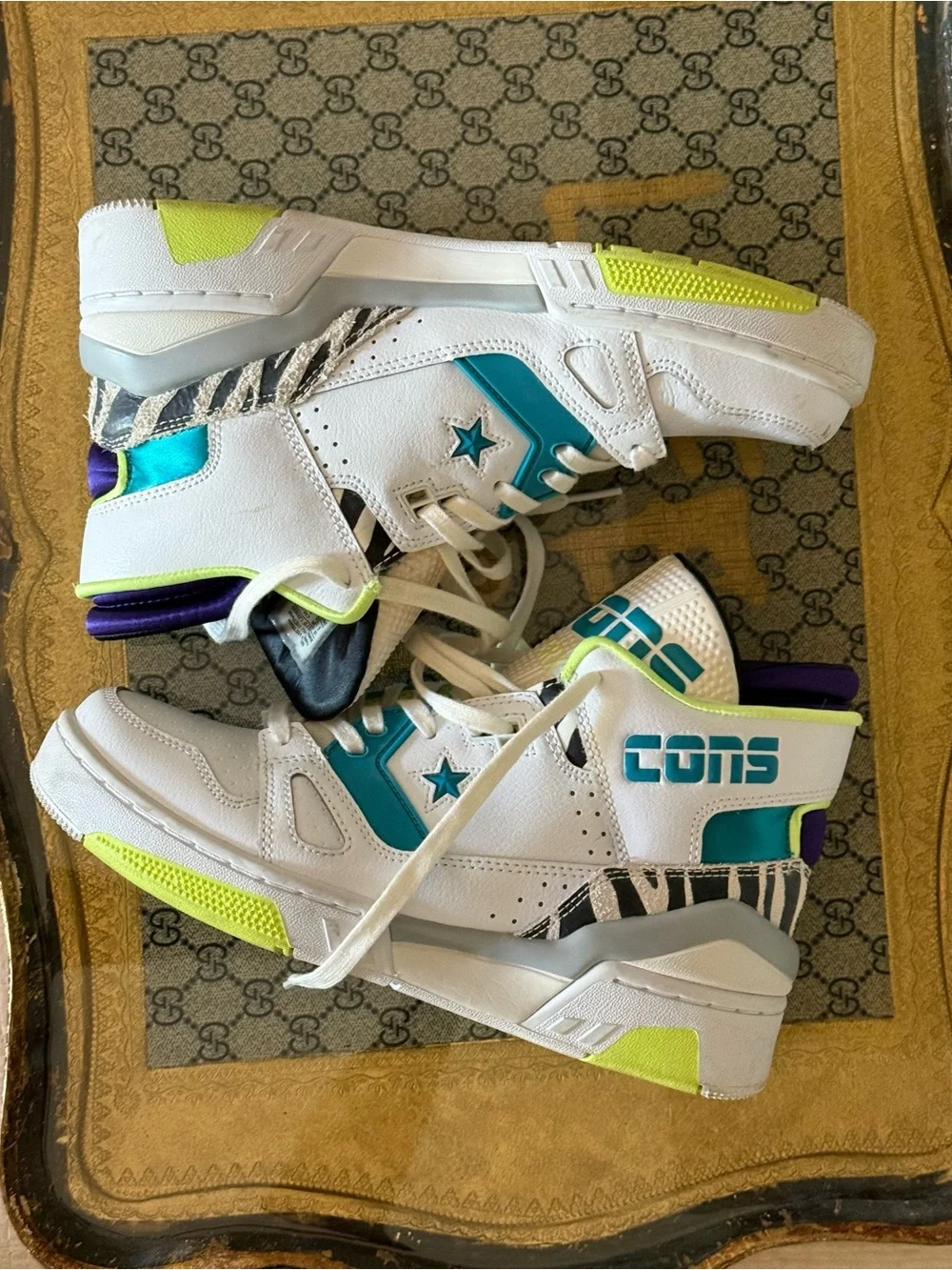 Converse x Just Don ERX-260 Mid Animal White Teal Sneakers Size 6Y- Women’s 7.5